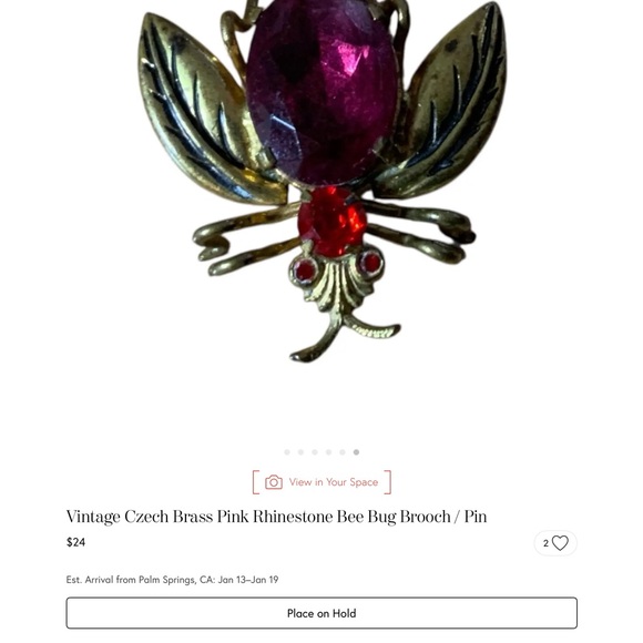 Pink Rhinestone Bee Brooch Pin - Picture 6 of 6